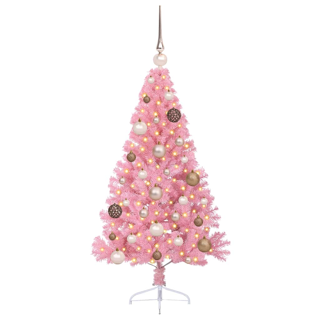 Künstlicher vorbeleuchteter Weihnachtsbaum Rosa 120 cm PVC