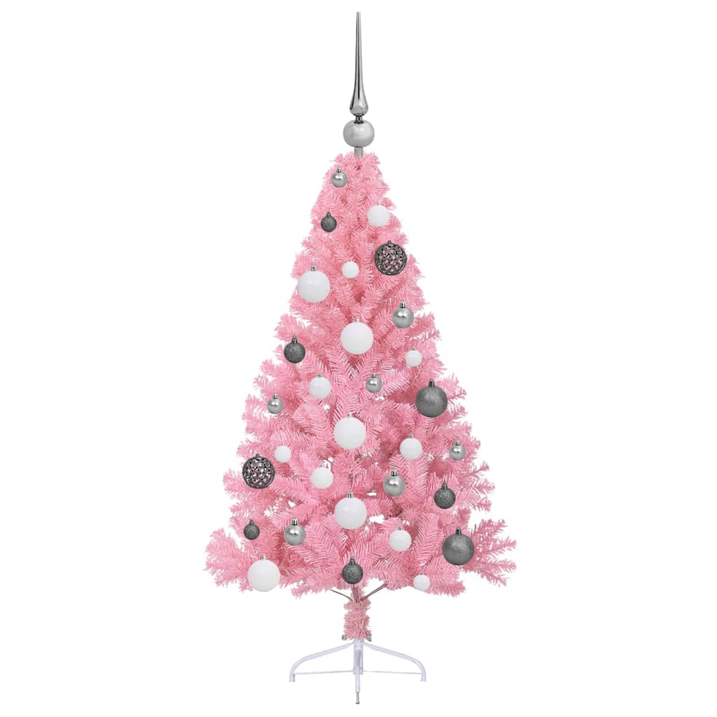 Künstlicher vorbeleuchteter Weihnachtsbaum Rosa 120 cm PVC