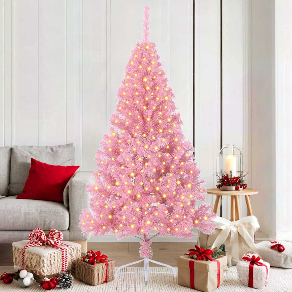 Künstlicher vorbeleuchteter Weihnachtsbaum Rosa 180 cm PVC