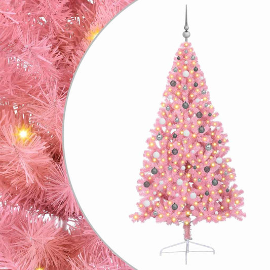 Künstlicher vorbeleuchteter Weihnachtsbaum Rosa 210 cm PVC