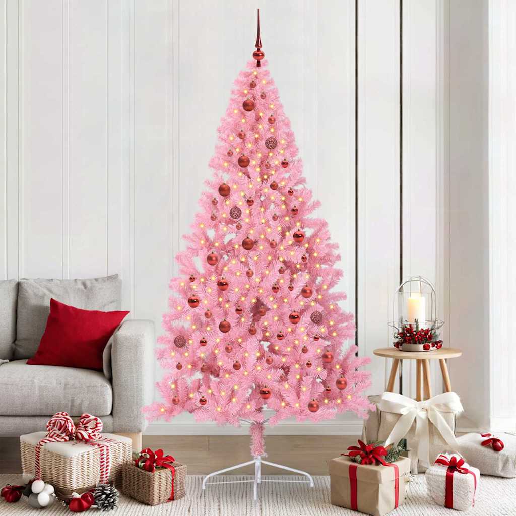 Künstlicher vorbeleuchteter Weihnachtsbaum Rosa 210 cm PVC