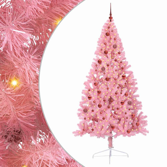 Künstlicher vorbeleuchteter Weihnachtsbaum Rosa 210 cm PVC