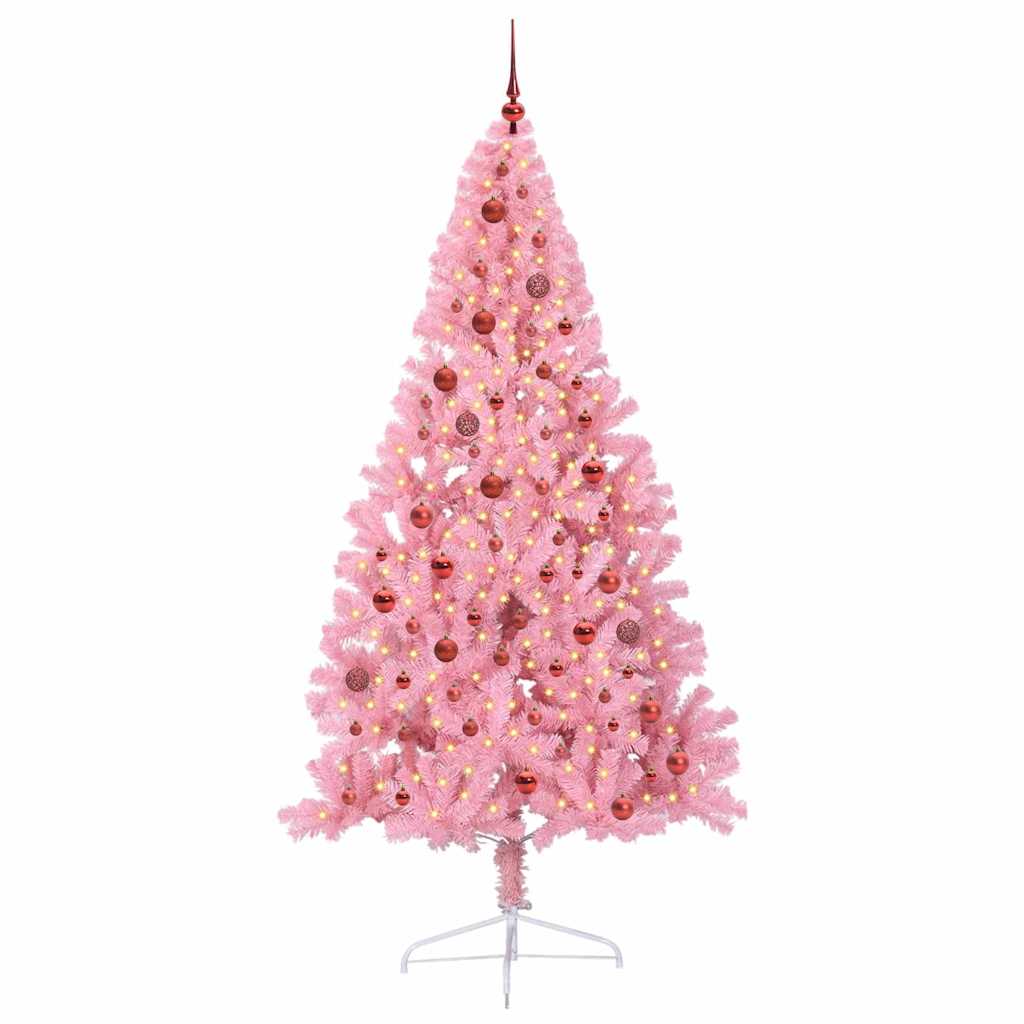 Künstlicher vorbeleuchteter Weihnachtsbaum Rosa 210 cm PVC