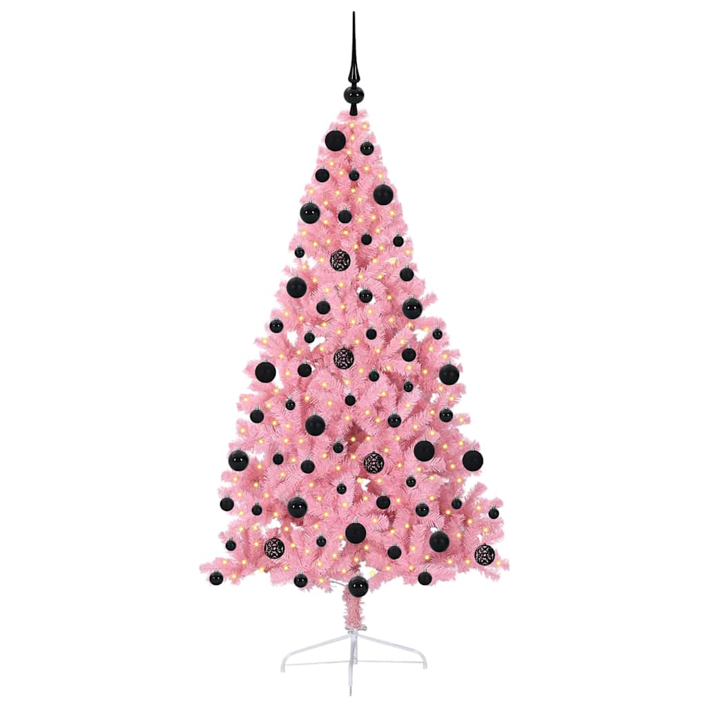 Künstlicher vorbeleuchteter Weihnachtsbaum Rosa 210 cm PVC