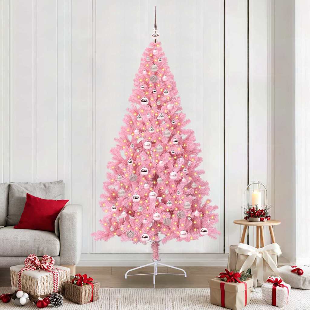 Künstlicher vorbeleuchteter Weihnachtsbaum Rosa 210 cm PVC