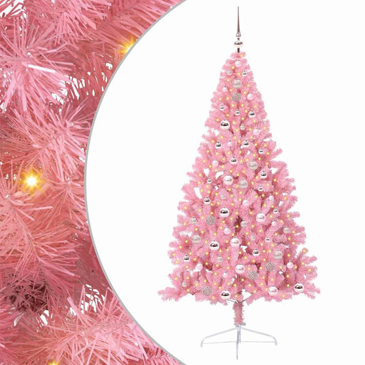 Künstlicher vorbeleuchteter Weihnachtsbaum Rosa 210 cm PVC
