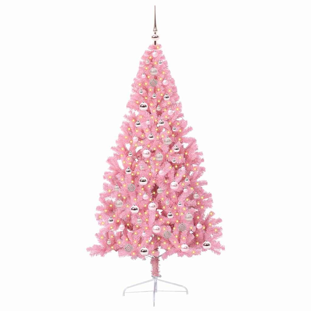 Künstlicher vorbeleuchteter Weihnachtsbaum Rosa 210 cm PVC