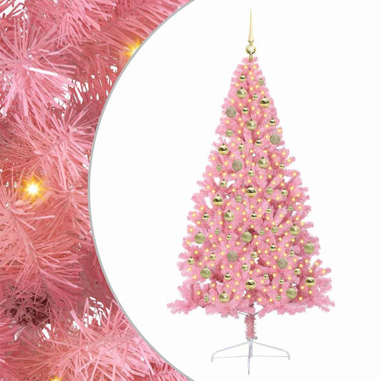 Künstlicher vorbeleuchteter Weihnachtsbaum Rosa 210 cm PVC