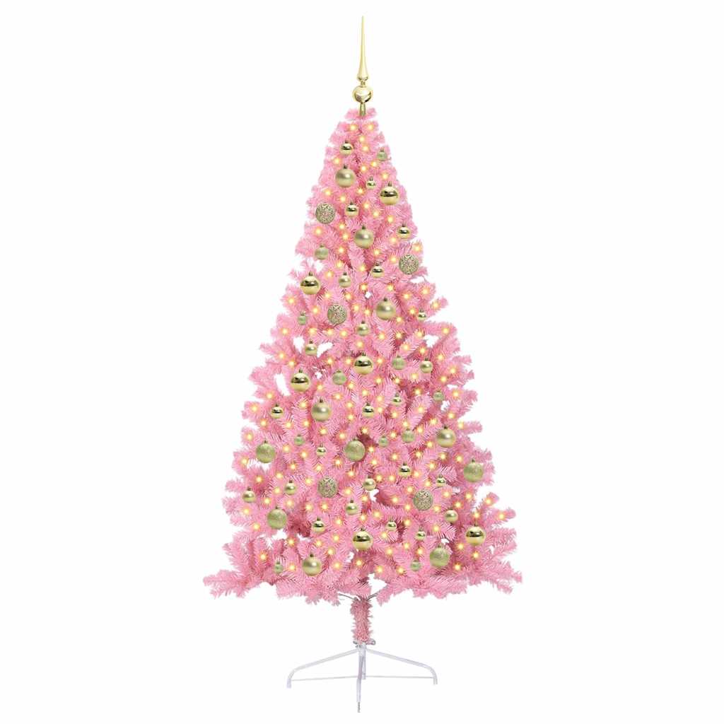 Künstlicher vorbeleuchteter Weihnachtsbaum Rosa 210 cm PVC