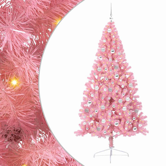 Künstlicher vorbeleuchteter Weihnachtsbaum Rosa 210 cm PVC