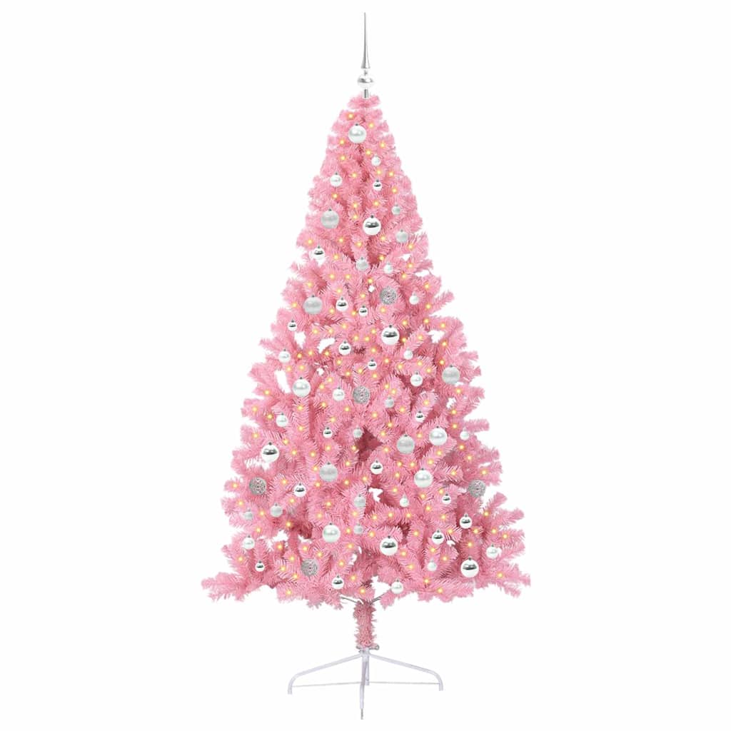 Künstlicher vorbeleuchteter Weihnachtsbaum Rosa 210 cm PVC