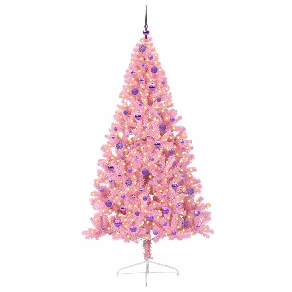 Künstlicher vorbeleuchteter Weihnachtsbaum Rosa 210 cm PVC