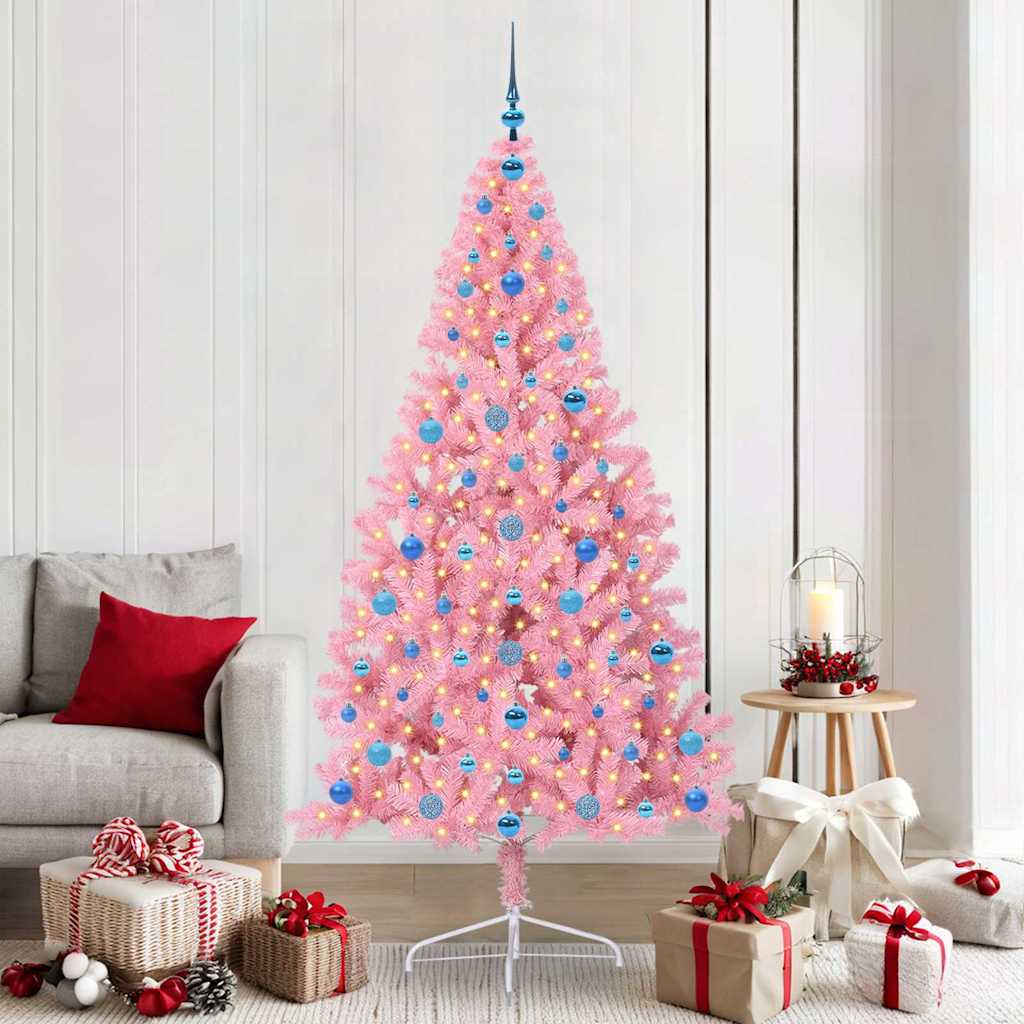Künstlicher vorbeleuchteter Weihnachtsbaum Rosa 210 cm PVC