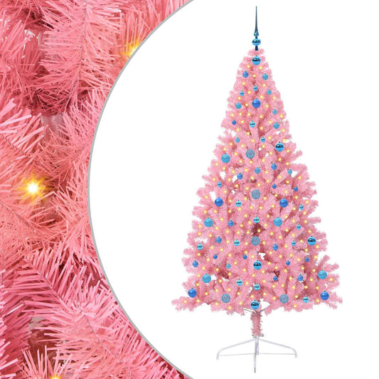 Künstlicher vorbeleuchteter Weihnachtsbaum Rosa 210 cm PVC