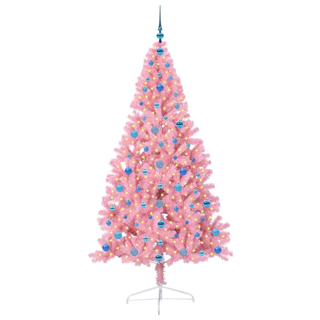 Künstlicher vorbeleuchteter Weihnachtsbaum Rosa 210 cm PVC