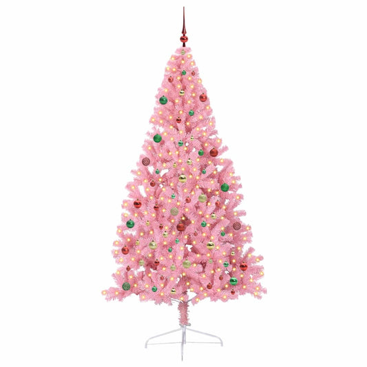 Künstlicher vorbeleuchteter Weihnachtsbaum Rosa 210 cm PVC