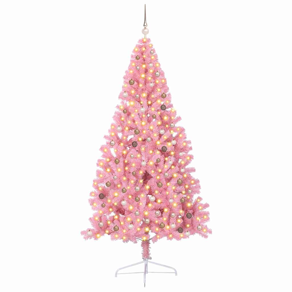 Künstlicher vorbeleuchteter Weihnachtsbaum Rosa 240 cm PVC