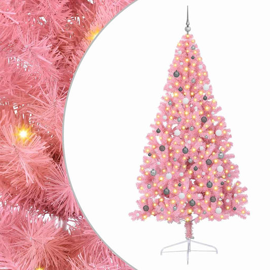 Künstlicher vorbeleuchteter Weihnachtsbaum Rosa 240 cm PVC