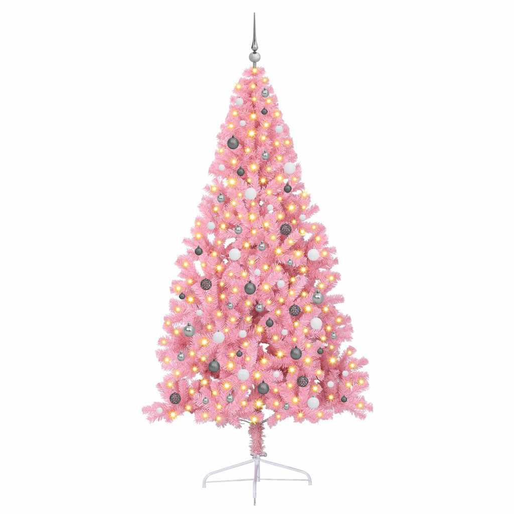 Künstlicher vorbeleuchteter Weihnachtsbaum Rosa 240 cm PVC