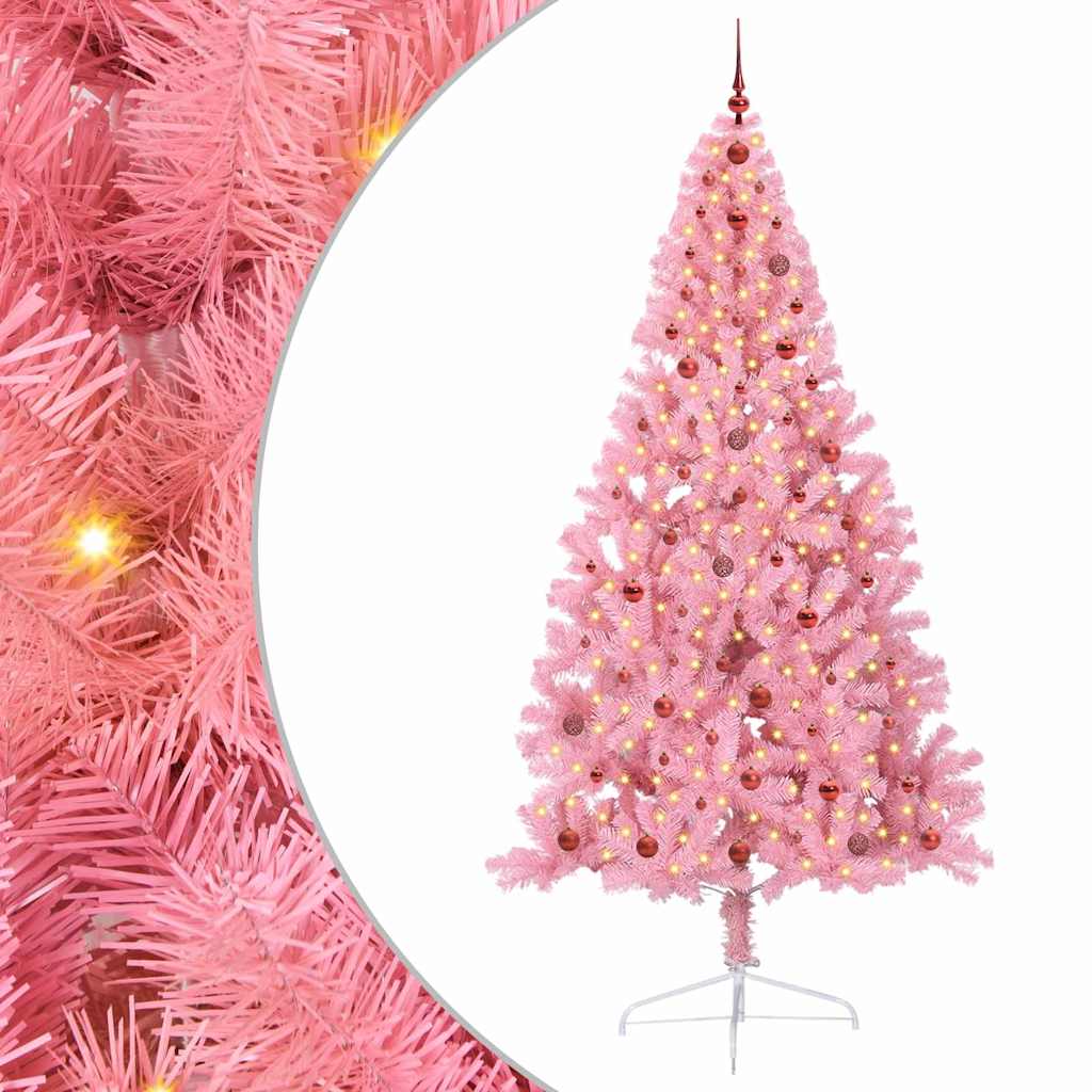 Künstlicher vorbeleuchteter Weihnachtsbaum Rosa 240 cm PVC
