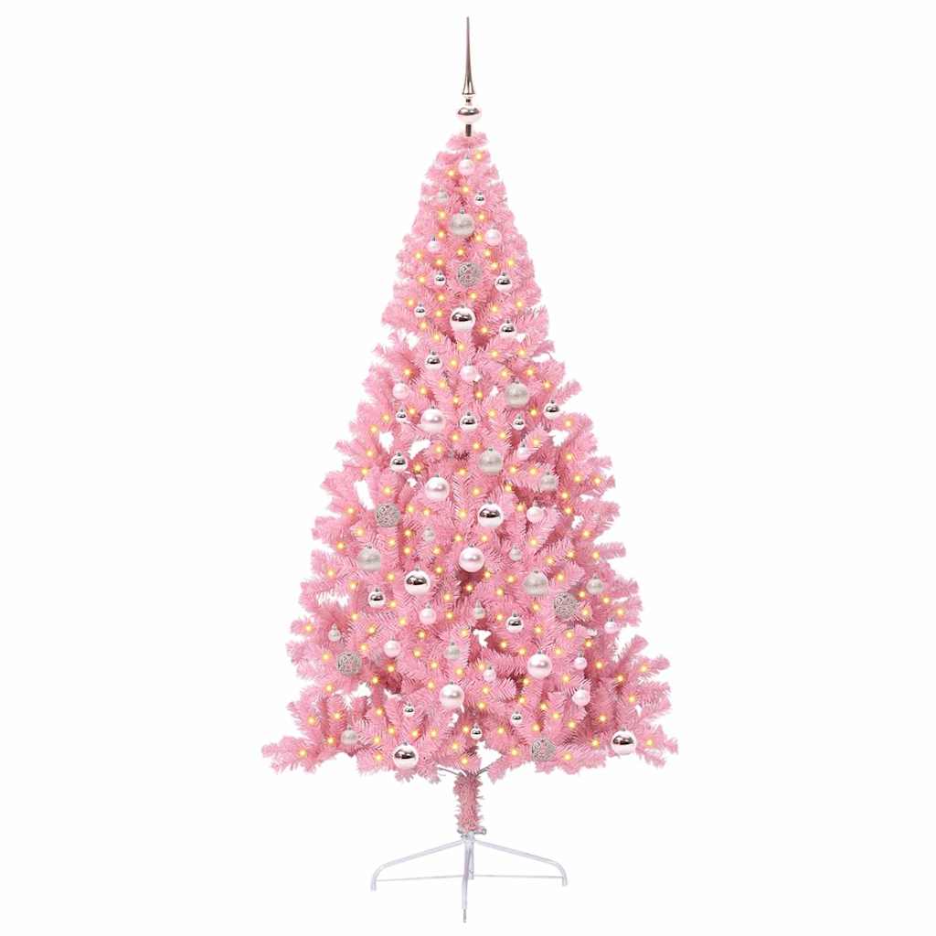 Künstlicher vorbeleuchteter Weihnachtsbaum Rosa 240 cm PVC
