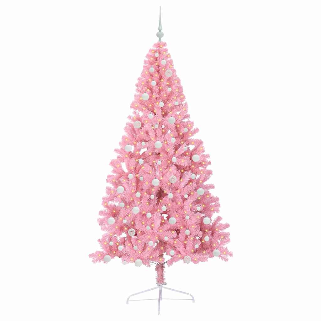 Künstlicher vorbeleuchteter Weihnachtsbaum Rosa 240 cm PVC