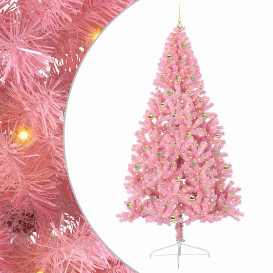 Künstlicher vorbeleuchteter Weihnachtsbaum Rosa 240 cm PVC