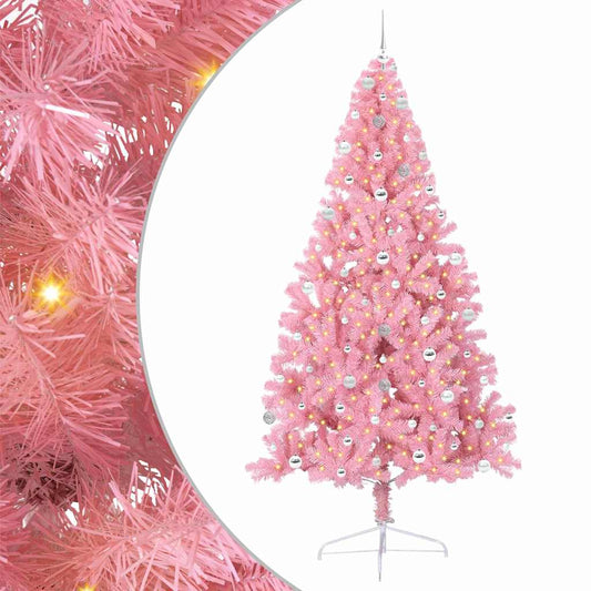 Künstlicher vorbeleuchteter Weihnachtsbaum Rosa 240 cm PVC