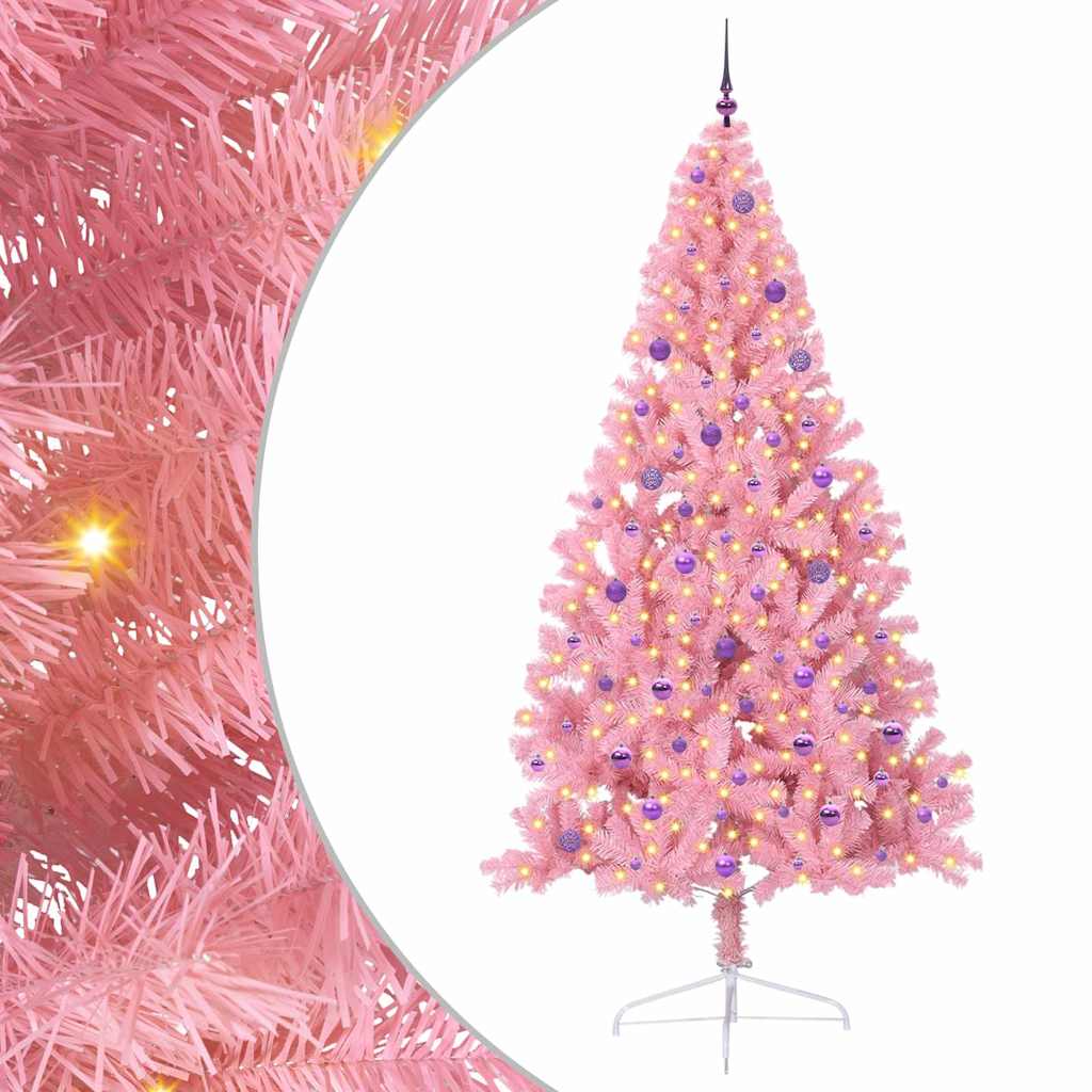 Künstlicher vorbeleuchteter Weihnachtsbaum Rosa 240 cm PVC