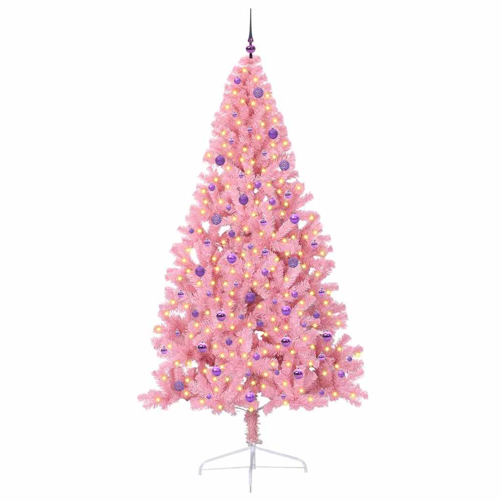 Künstlicher vorbeleuchteter Weihnachtsbaum Rosa 240 cm PVC