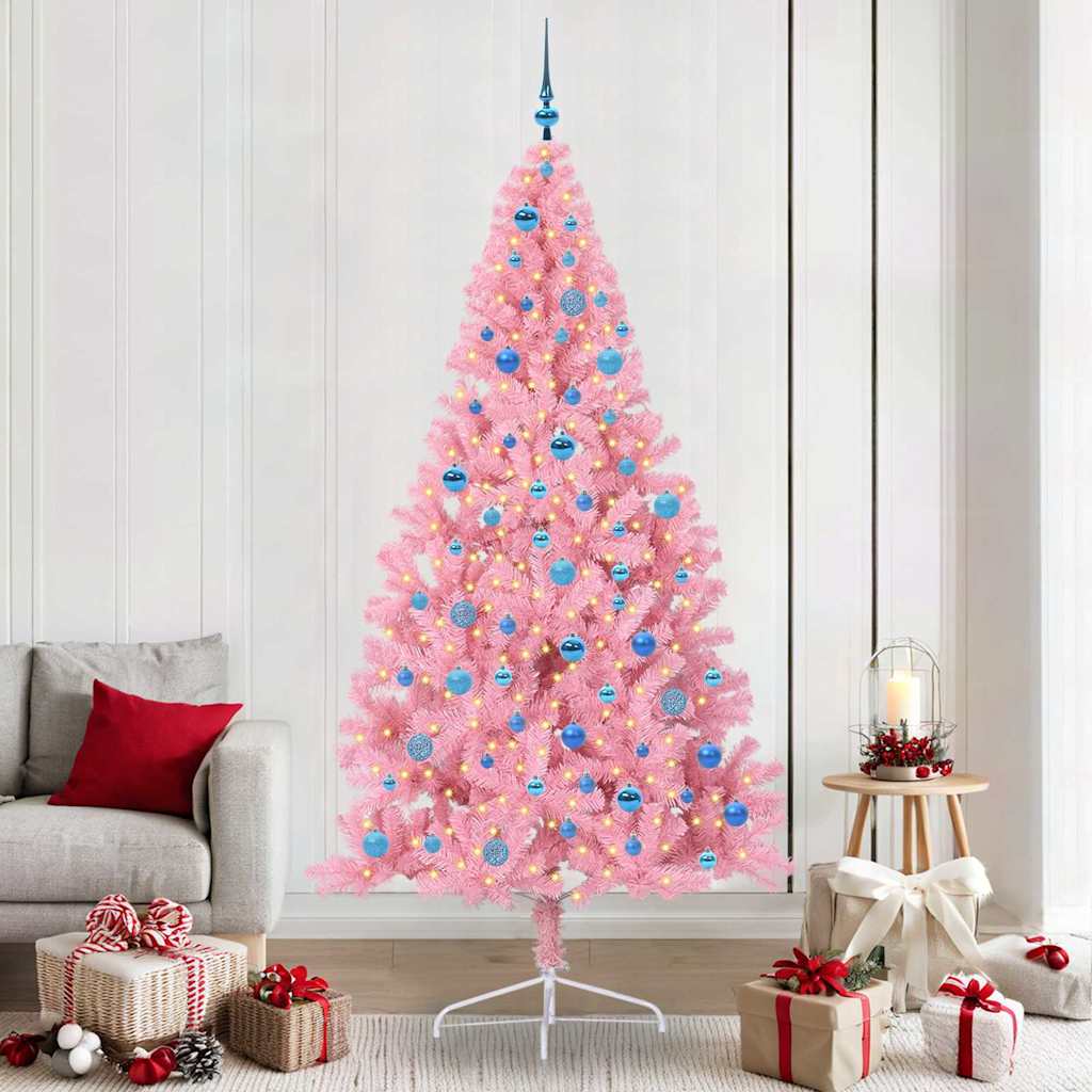 Künstlicher vorbeleuchteter Weihnachtsbaum Rosa 240 cm PVC