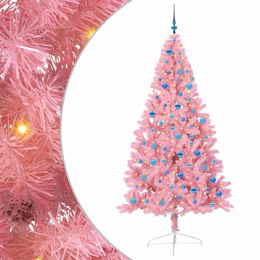 Künstlicher vorbeleuchteter Weihnachtsbaum Rosa 240 cm PVC
