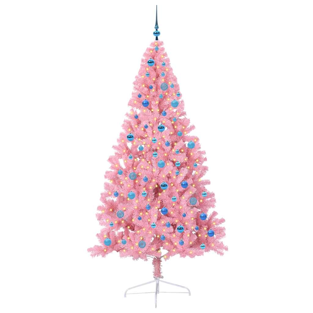 Künstlicher vorbeleuchteter Weihnachtsbaum Rosa 240 cm PVC