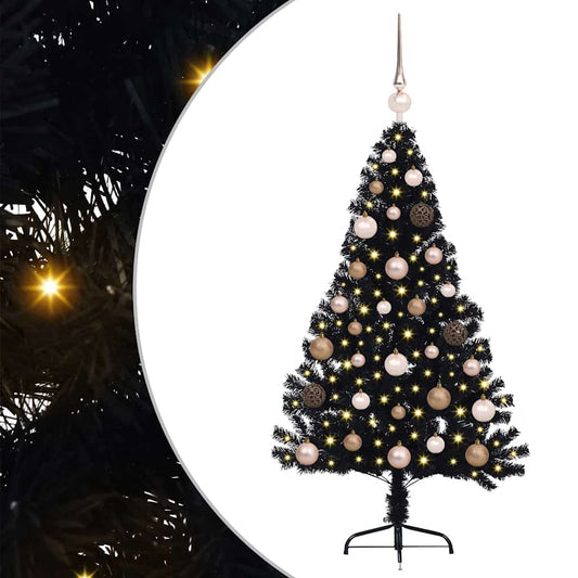Künstlicher vorbeleuchteter Weihnachtsbaum Schwarz 120 cm PVC