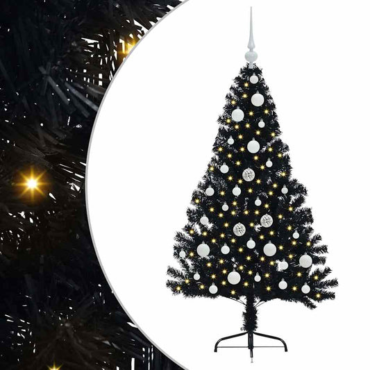 Künstlicher vorbeleuchteter Weihnachtsbaum Schwarz 120 cm PVC