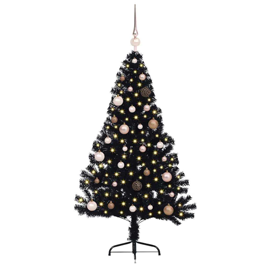 Künstlicher vorbeleuchteter Weihnachtsbaum Schwarz 150 cm PVC