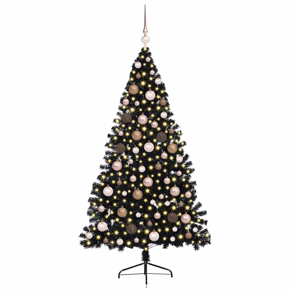 Künstlicher vorbeleuchteter Weihnachtsbaum Schwarz 180 cm PVC