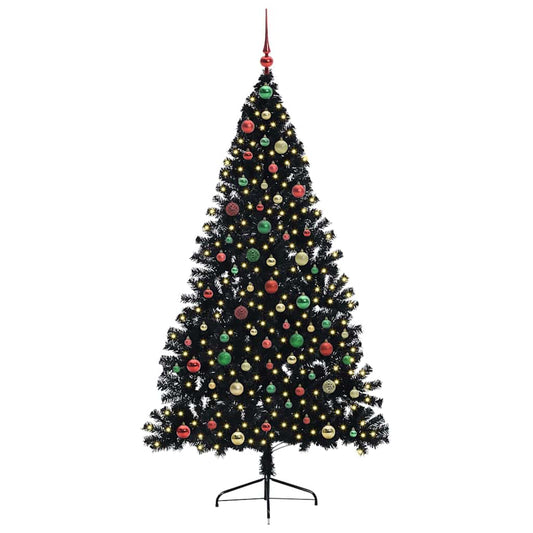 Künstlicher vorbeleuchteter Weihnachtsbaum Schwarz 180 cm PVC