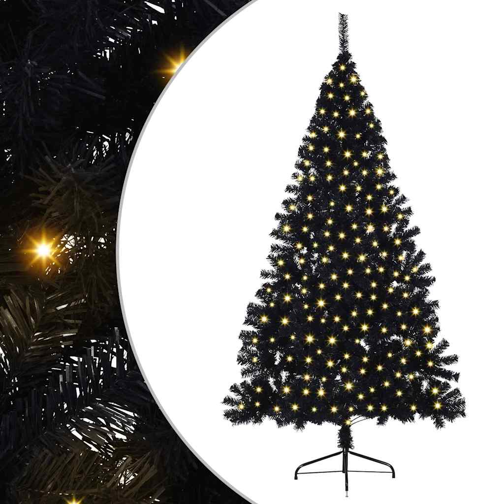 Künstlicher vorbeleuchteter Weihnachtsbaum Schwarz 210 cm PVC