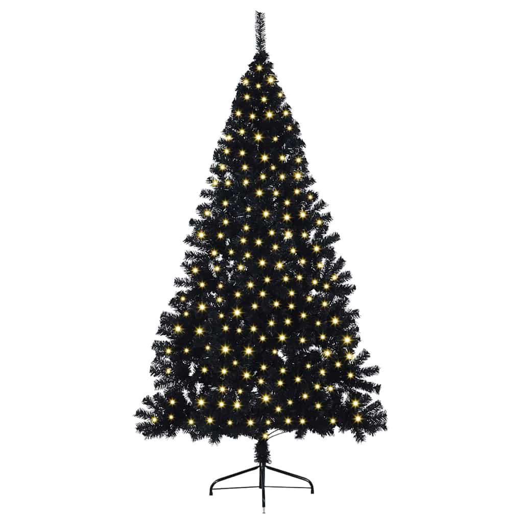 Künstlicher vorbeleuchteter Weihnachtsbaum Schwarz 210 cm PVC