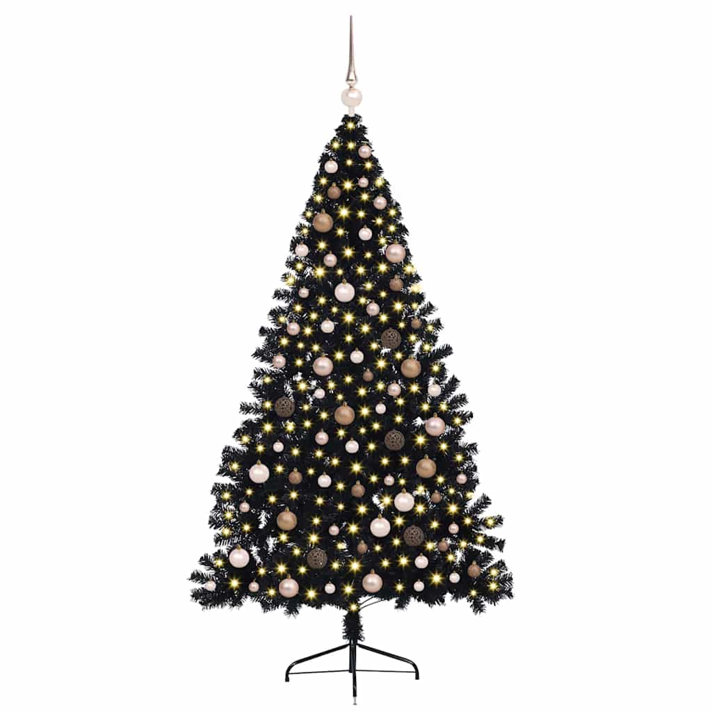 Künstlicher vorbeleuchteter Weihnachtsbaum Schwarz 210 cm PVC