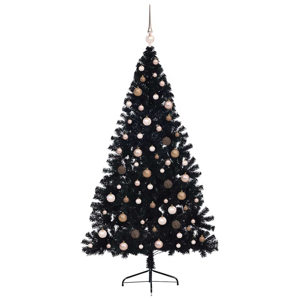 Künstlicher vorbeleuchteter Weihnachtsbaum Schwarz 210 cm PVC