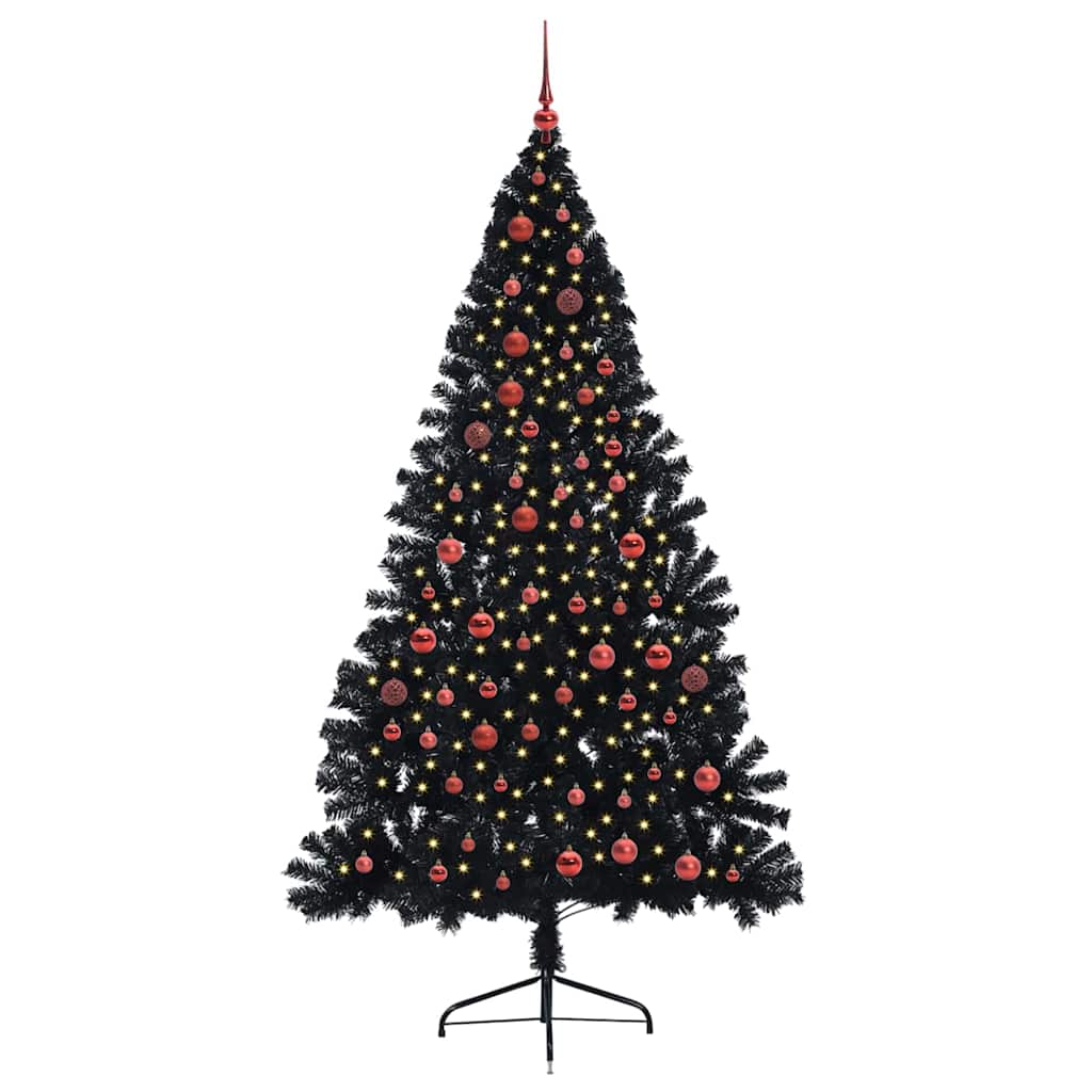 Künstlicher vorbeleuchteter Weihnachtsbaum Schwarz 210 cm PVC