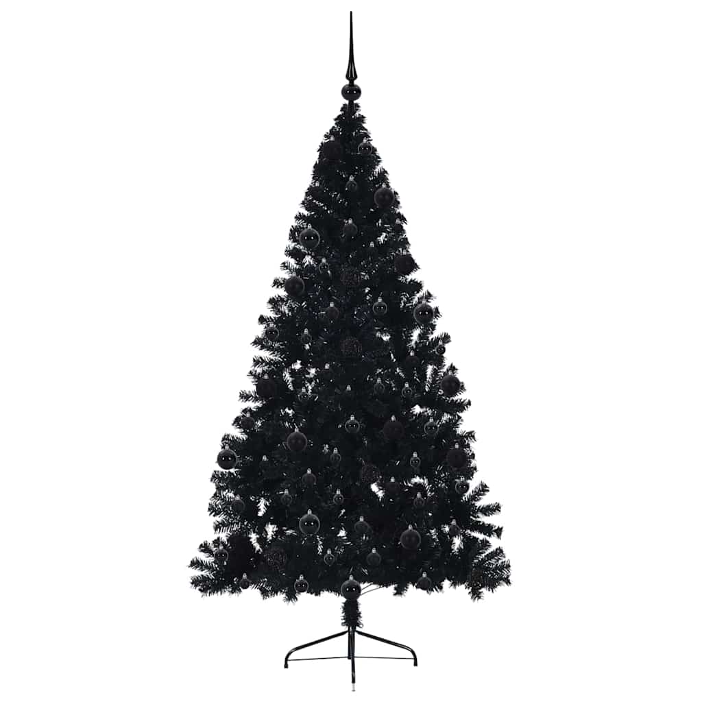 Künstlicher vorbeleuchteter Weihnachtsbaum Schwarz 210 cm PVC