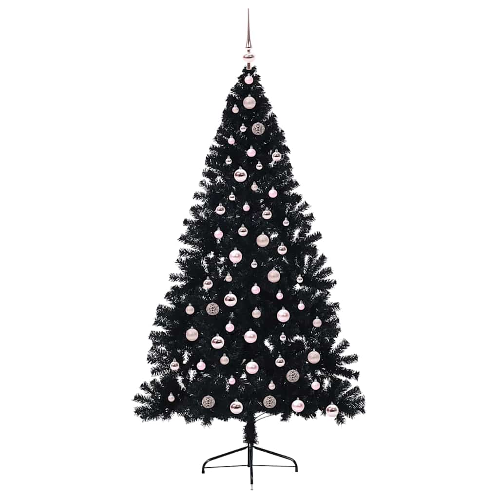 Künstlicher vorbeleuchteter Weihnachtsbaum Schwarz 210 cm PVC