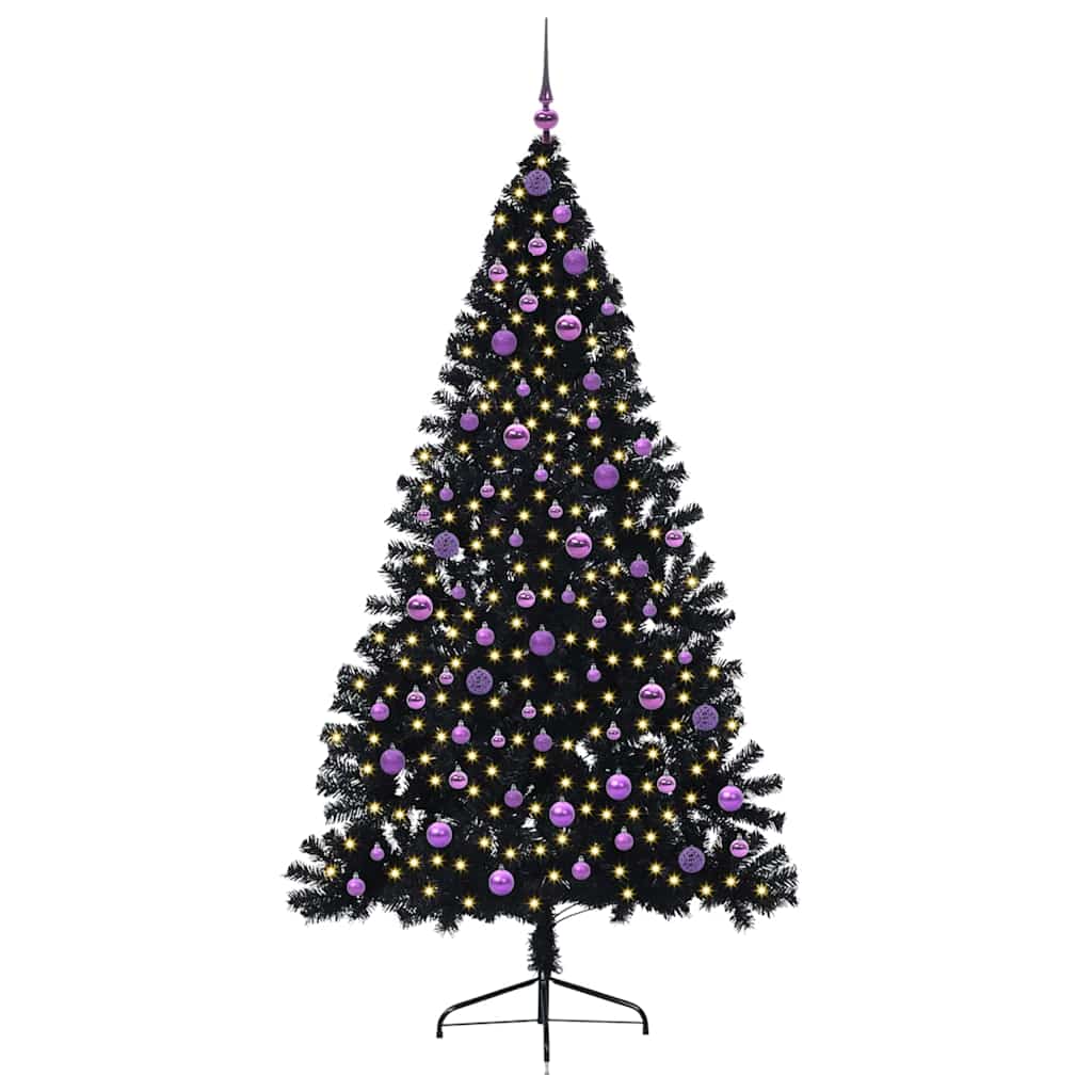 Künstlicher vorbeleuchteter Weihnachtsbaum Schwarz 210 cm PVC