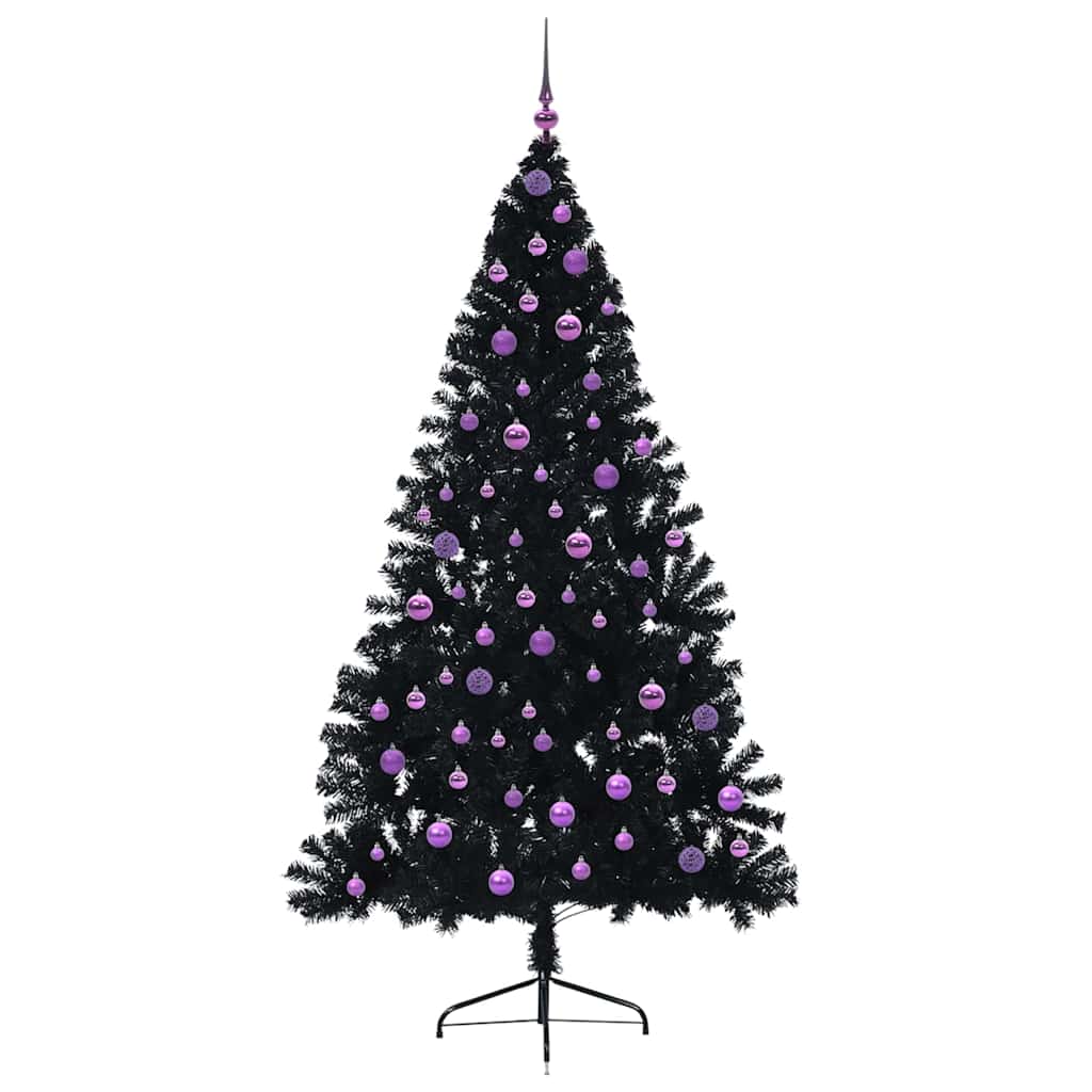 Künstlicher vorbeleuchteter Weihnachtsbaum Schwarz 210 cm PVC