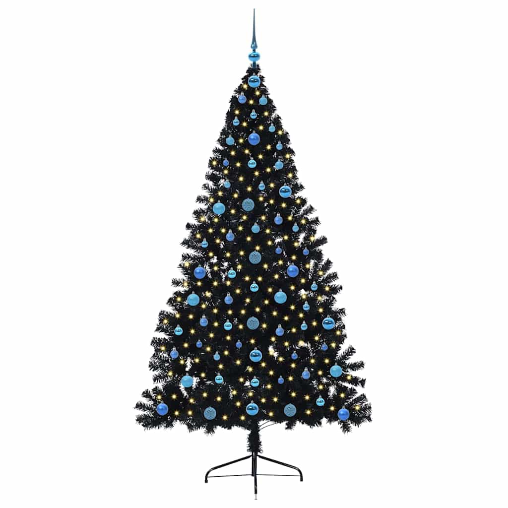 Künstlicher vorbeleuchteter Weihnachtsbaum Schwarz 210 cm PVC