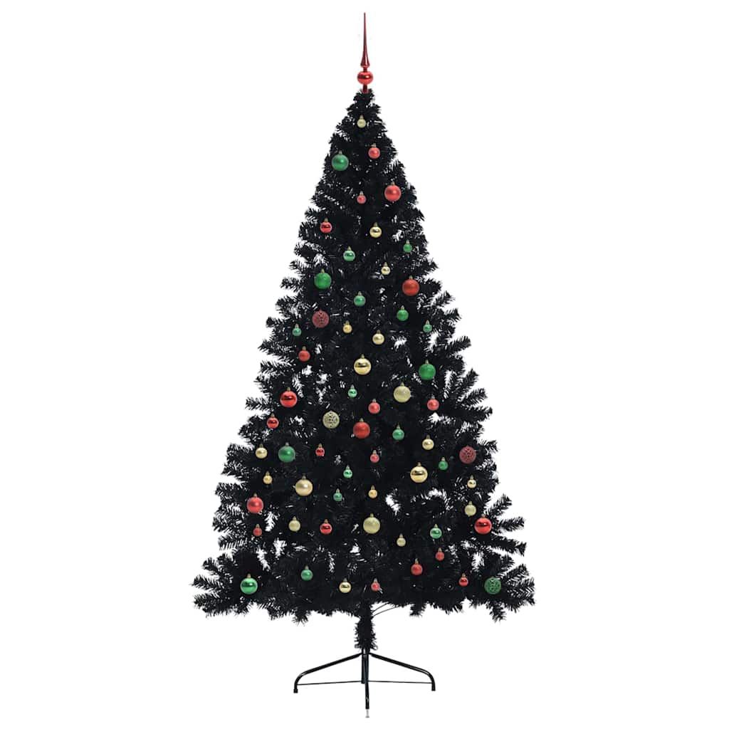 Künstlicher vorbeleuchteter Weihnachtsbaum Schwarz 210 cm PVC