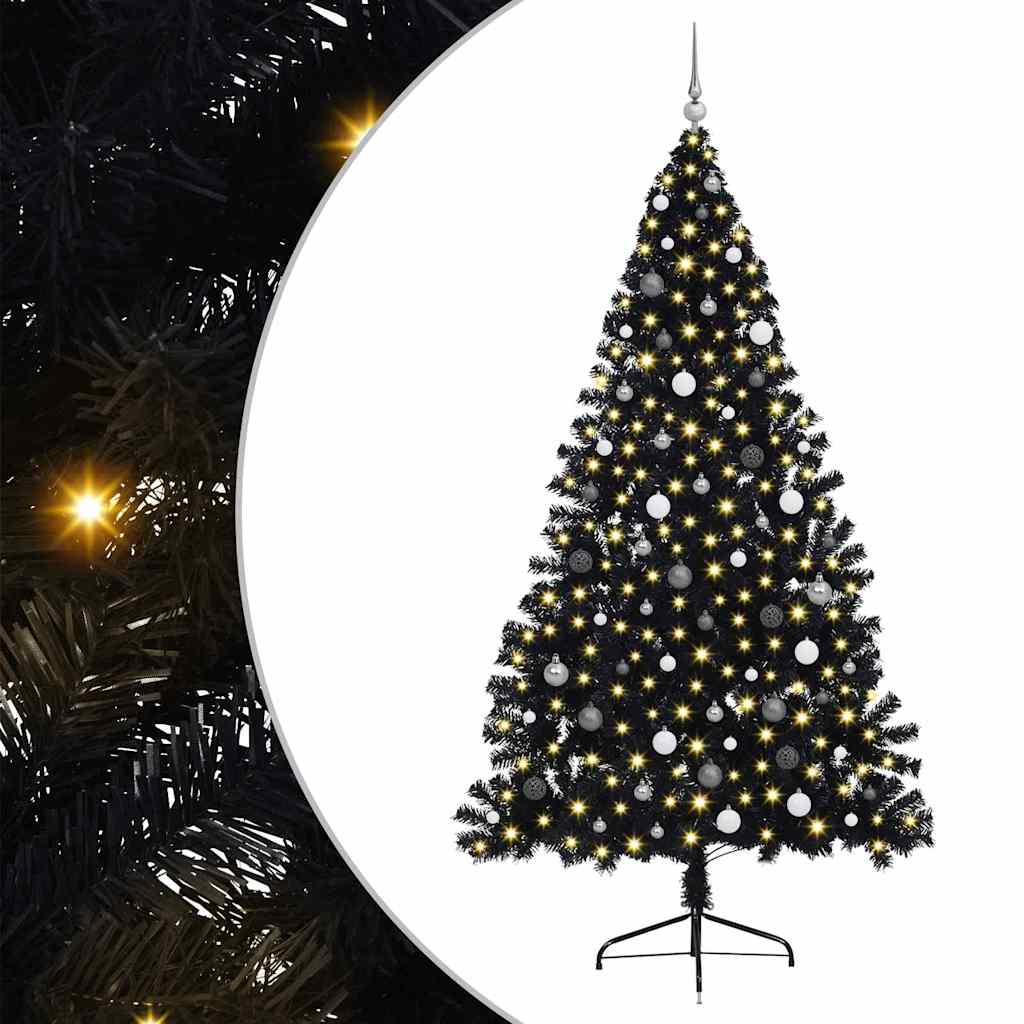 Künstlicher vorbeleuchteter Weihnachtsbaum Schwarz 240 cm PVC